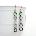 Aromantic flag pride earrings, simple LGBTQ chainmail jewelry