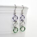 Genderqueer pride flag earrings, simple LGBTQ chainmail jewelry