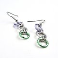 Genderqueer pride flag earrings, simple LGBTQ chainmail jewelry