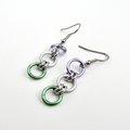 Genderqueer pride flag earrings, simple LGBTQ chainmail jewelry