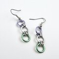 Genderqueer pride flag earrings, simple LGBTQ chainmail jewelry