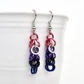 Genderfluid pride earrings, chainmail shaggy loops weave, LGBTQ jewelry