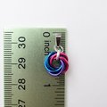 Tiny bisexual pride pendant, chainmail love knot, bi pride jewelry