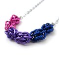 Bisexual pride necklace, chainmail Sweetpea weave LGBTQ jewelry, great gift for bi friends