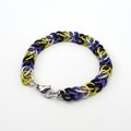 Nonbinary pride chainmail bracelet, half Persian 3 in 1, yellow white purple black