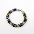 Nonbinary pride chainmail bracelet, half Persian 3 in 1, yellow white purple black