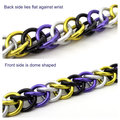 Nonbinary pride chainmail bracelet, half Persian 3 in 1, yellow white purple black