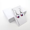 Bisexual pride chainmail earrings, subtle LGBTQ pride jewelry; pink, purple, blue