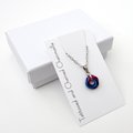 Tiny bisexual pride pendant, chainmail love knot, bi pride jewelry