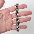 Black and silver aluminum stretch bracelet, chainmail shaggy loops weave, fidget jewelry