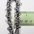 Black and silver aluminum stretch bracelet, chainmail shaggy loops weave, fidget jewelry