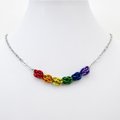 Gay pride rainbow necklace, chainmail Sweetpea weave LGBTQ jewelry