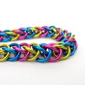 Pansexual pride flag bracelet, chainmail half Persian 3 in 1, handmade LGBTQ jewelry