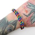 Pansexual pride flag bracelet, chainmail half Persian 3 in 1, handmade LGBTQ jewelry