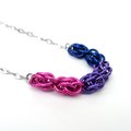 Bisexual pride necklace, chainmail Sweetpea weave LGBTQ jewelry, great gift for bi friends