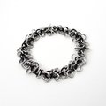 Black and silver aluminum stretch bracelet, chainmail shaggy loops weave, fidget jewelry