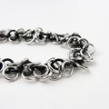 Black and silver aluminum stretch bracelet, chainmail shaggy loops weave, fidget jewelry