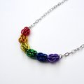 Gay pride rainbow necklace, chainmail Sweetpea weave LGBTQ jewelry