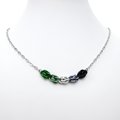 Aromantic pride necklace, chainmail jewelry, Sweetpea weave - green, white, gray, black