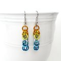 Aroace pride earrings, chainmail shaggy loops weave, LGBTQ jewelry