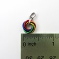 Tiny gay pride pendant, rainbow chainmail love knot, minimalist LGBTQ jewelry