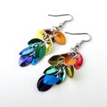 Gay pride earrings, rainbow chainmail shaggy scales LGBTQ jewelry