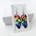 Gay pride earrings, rainbow chainmail shaggy scales LGBTQ jewelry