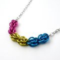 Pan pride necklace, chainmail Sweetpea weave pansexual jewelry