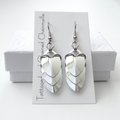 Silver aluminum chainmail scales earrings, shiny mirror finish, everyday wear lightweight non-tarnish jewelry