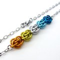 Aroace pride necklace, chainmail jewelry, Sweetpea weave - orange, yellow, white, light blue, blue