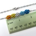 Aroace pride necklace, chainmail jewelry, Sweetpea weave - orange, yellow, white, light blue, blue