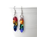 Gay pride earrings, rainbow chainmail shaggy scales LGBTQ jewelry