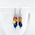 Gay pride earrings, rainbow chainmail shaggy scales LGBTQ jewelry