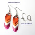 Lesbian pride earrings, 5 color sunset flag, LGBTQ chainmail scales jewelry