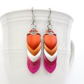 Lesbian pride earrings, 5 color sunset flag, LGBTQ chainmail scales jewelry