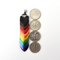 Philadelphia pride flag pendant - black, brown and rainbow 8 color chainmail scale pendant, LGBTQ gay pride necklace