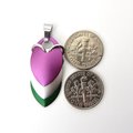 Genderqueer jewelry, chainmail scale pendant, LGBTQ+ pride - lavender, white, green