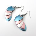 Transgender earrings, 5 stripe trans pride flag, LGBTQ chainmail scales jewelry