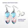 Transgender earrings, 5 stripe trans pride flag, LGBTQ chainmail scales jewelry