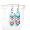 Transgender earrings, 5 stripe trans pride flag, LGBTQ chainmail scales jewelry