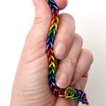 Gay pride anklet, rainbow chainmail half Persian 3 in 1 weave jewelry, LGBTQ gift