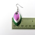 Genderqueer earrings, lavender, white, and green chainmail scale LGBTQ pride jewelry