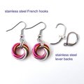 Lesbian earrings, LGBTQ pride chainmail love knot jewelry, 5 color sunset flag gifts