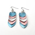 Transgender earrings, 5 stripe trans pride flag, LGBTQ chainmail scales jewelry