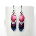 Genderfluid pride flag earrings, chainmail dragon scale jewelry