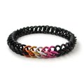 Lesbian pride stretchy chainmail bracelet, half Persian 3 in 1 weave, discreet LGBTQ gifts