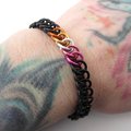 Lesbian pride stretchy chainmail bracelet, half Persian 3 in 1 weave, discreet LGBTQ gifts