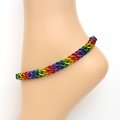 Gay pride anklet, rainbow chainmail half Persian 3 in 1 weave jewelry, LGBTQ gift