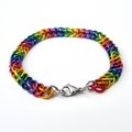 Gay pride anklet, rainbow chainmail half Persian 3 in 1 weave jewelry, LGBTQ gift
