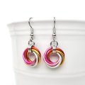 Lesbian earrings, LGBTQ pride chainmail love knot jewelry, 5 color sunset flag gifts